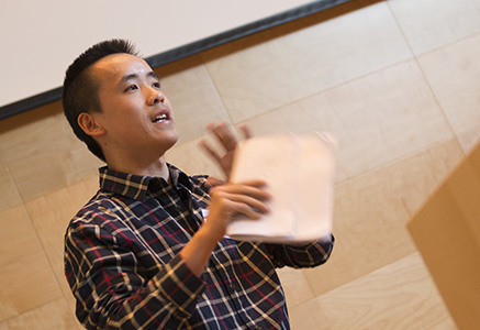 Chen Sun, part of the winning team, presenting to the jury